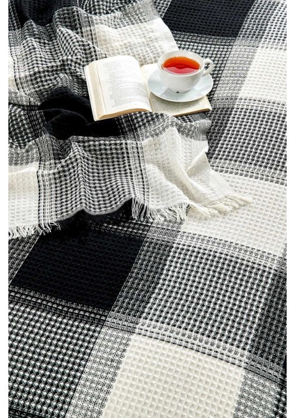 Çift Kişilik Yatak Pikesi Ekose Siyah 200 x 230 cm fiyatları