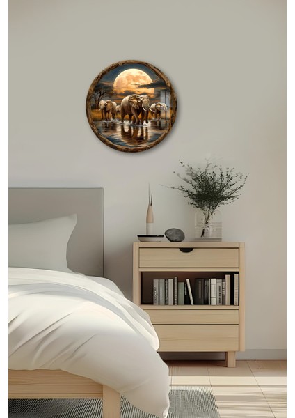 3D Görünümlü Fil ve Ay Manzarası Temperli Cam Tablo – Duvar Süsü Uv Baskı 33X33 CM-CDS096 fırsatları