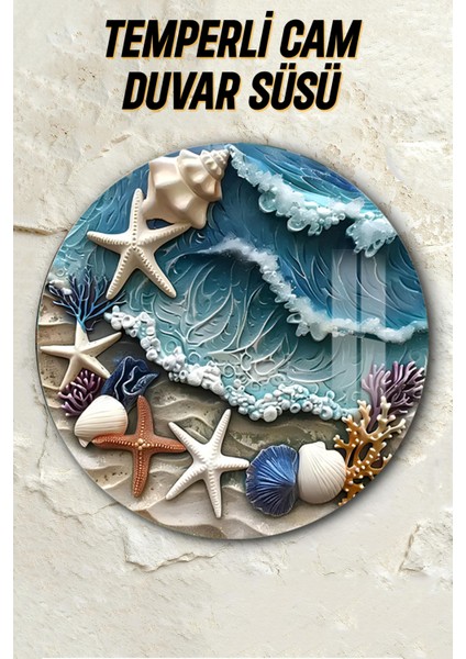 3D Görünümlü Temperli Cam Tablo – Deniz Yıldızı Temalı Duvar Süsü Uv Baskı 33X33 CM-CDS049 fiyatları