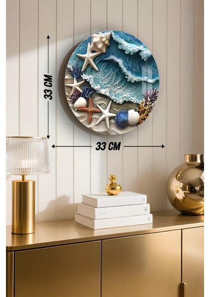 3D Görünümlü Temperli Cam Tablo – Deniz Yıldızı Temalı Duvar Süsü Uv Baskı 33X33 CM-CDS049 modelleri