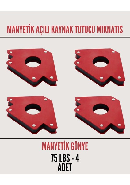 4 Adet x 75 Lbs Manyetik Gönye Aparatı, Manyetik Açılı Kaynak Tutucu Mıknatıs