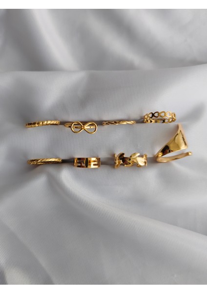 Çelik Şık Tasarım Ayarlanabilir 8'li Yüzük