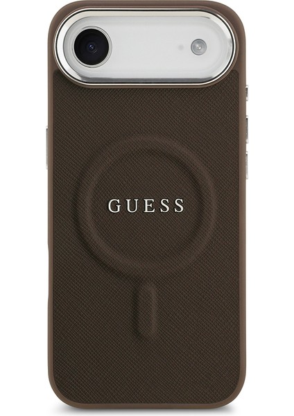 iPhone 17 Air Uyumlu Kılıf Guess Lisanslı M-Safeli Klasik Yazı Logolu Pu Deri Kapak Kahverengi modelleri