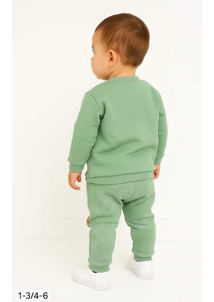 Yeşil Ayıcık 1-2-3 Yaş Çocuk Alt Üst Takım Pijama Takım modelleri