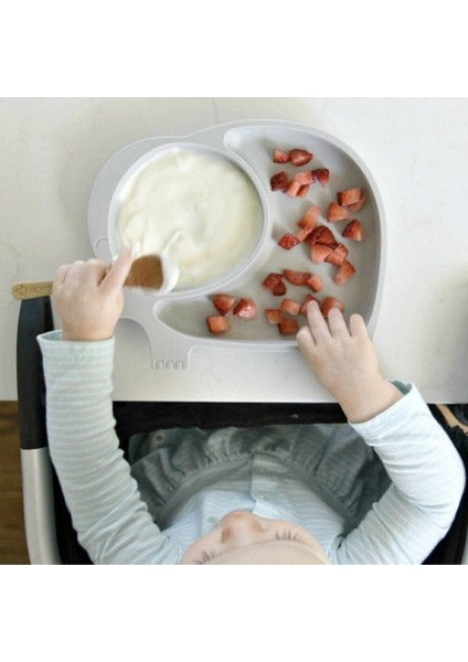 Bebek ve Çocuk Için Sevimli Fil Model Desenli Yemek Bebek Mama Kabı Bölmeli Tabak (5332)