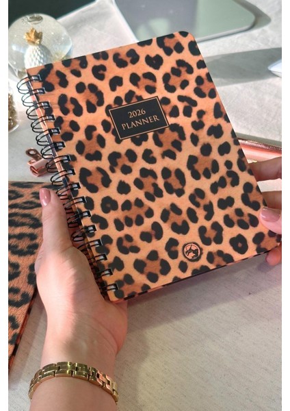 2026 Haftalık Ajanda Spiralli A5 12 Aylık Leopard fiyatları