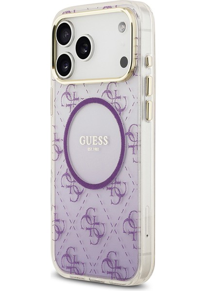 iPhone 17 Pro Max Uyumlu Kılıf Guess Lisanslı M-Safe Özellikli 4g Desenli Simli Silikon Kapak Mor fiyatları