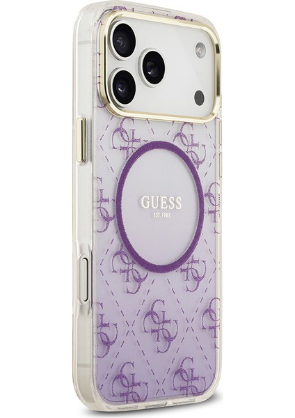 iPhone 17 Pro Max Uyumlu Kılıf Guess Lisanslı M-Safe Özellikli 4g Desenli Simli Silikon Kapak Mor fırsatları