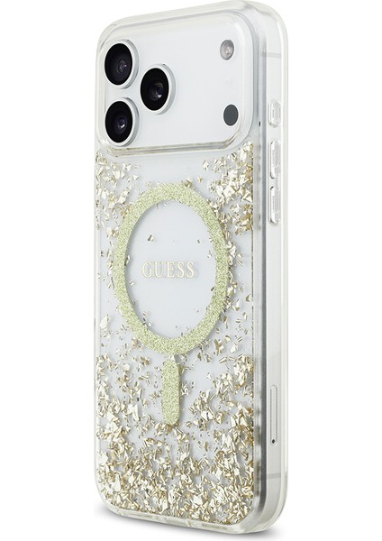 iPhone 17 Pro Max Uyumlu Kılıf Guess Lisanslı M-Safe Özellikli Transparan Resin Bottom Kapak Gold fiyatları