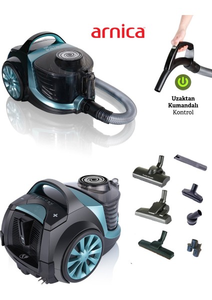 Turbo Başlıklı Premium Kumandalı Torbasız Süpürge, 3 Yıl Garantili Yeşil fiyatları