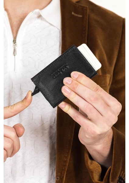 Mekanizmalı Deri Kartlık Cüzdan