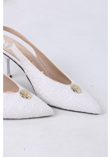 Altın Düğme Detaylı Slingback Topuklu Kadın Ayakkabı fırsatları