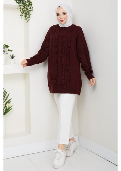 Kadın Fırfır Detaylı Kazak -PMK486 modelleri