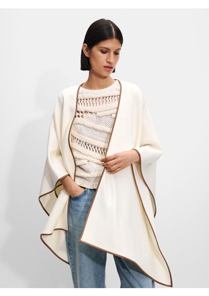 Kontrast Dikiş Detaylı Örme Panço fiyatları