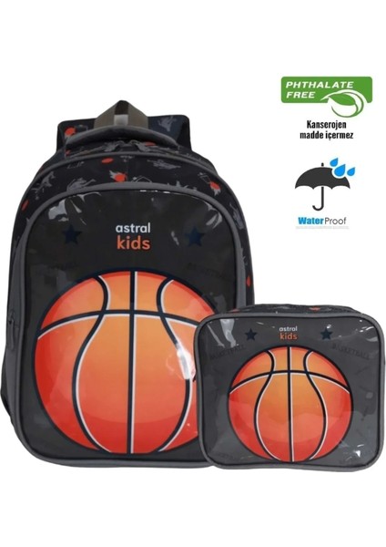 Kids 2’li Ilkokul Çanta Seti – 2 Gözlü, Beslenme Çantalı, Basketbol Temalı