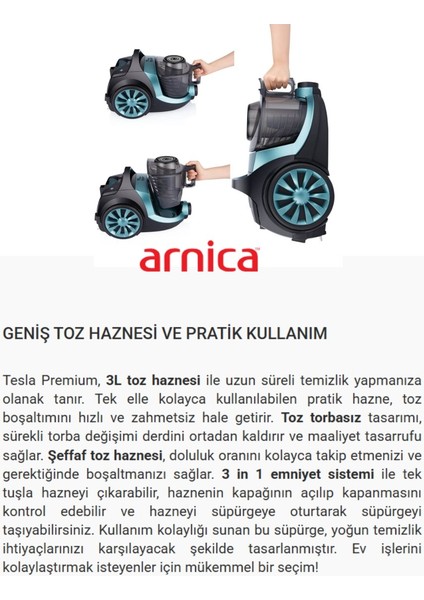 Turbo Başlıklı Premium Kumandalı Torbasız Süpürge, 3 Yıl Garantili Yeşil indirimleri
