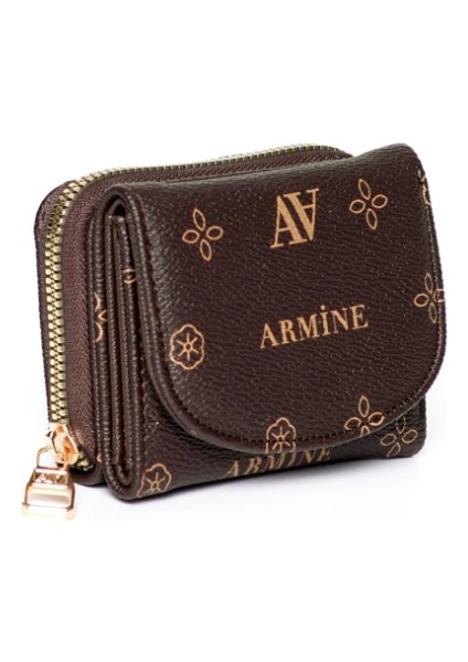 Kahve Armine C10 Baskılı Cüzdan modelleri