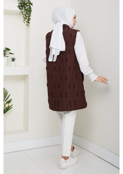 Kadın Saçaklı Giy Çık Kapitone Yelek -PMK490 fırsatları