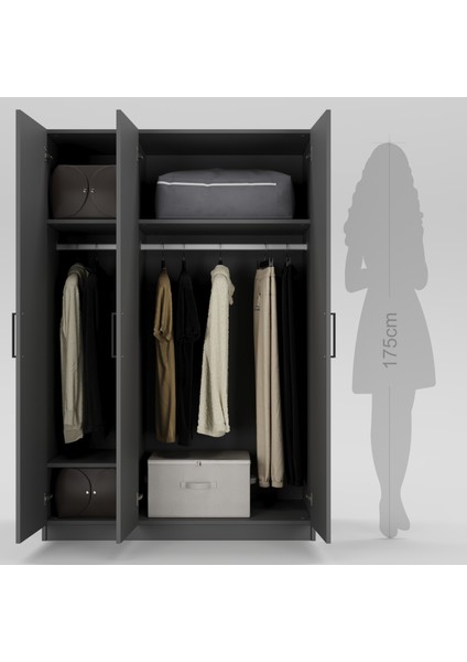 3 Kapaklı Elbise Dolabı 180X120X55CM 02102501