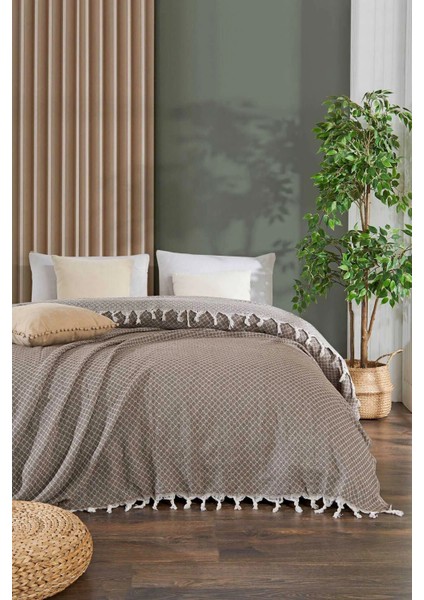 Çift Kişilik Yatak Pikesi Alice Kahverengi 200 x 230 cm