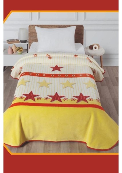 Taraftar Tek Kişilik Battaniye Gs Sarı Kırmızı 160X220CM