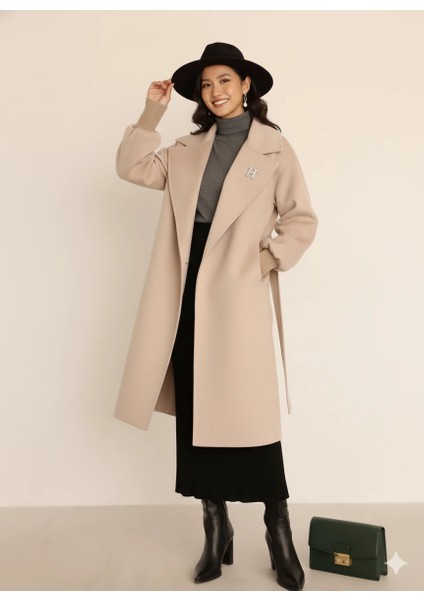 Kadın Siyah Kaşe Uzun Kaban Maksi Boy Palto Geniş Yakalı Düz ​​kesim Kışlık fiyatları