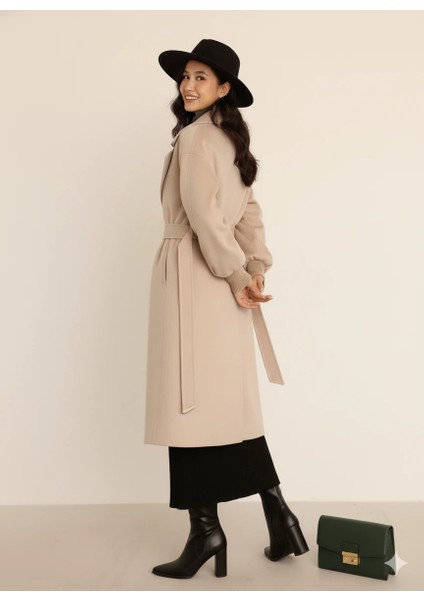 Kadın Siyah Kaşe Uzun Kaban Maksi Boy Palto Geniş Yakalı Düz ​​kesim Kışlık modelleri