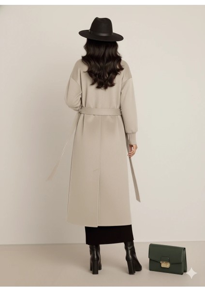 Kadın Siyah Kaşe Uzun Kaban Maksi Boy Palto Geniş Yakalı Düz ​​kesim Kışlık fırsatları