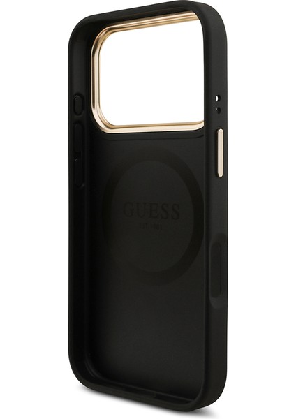 iPhone 17 Pro Guess Lisanslı 4g ve Yazı Logolu Kılıf&ekran&lens Koruyucu 3in1 Aksesuar Seti Siyah