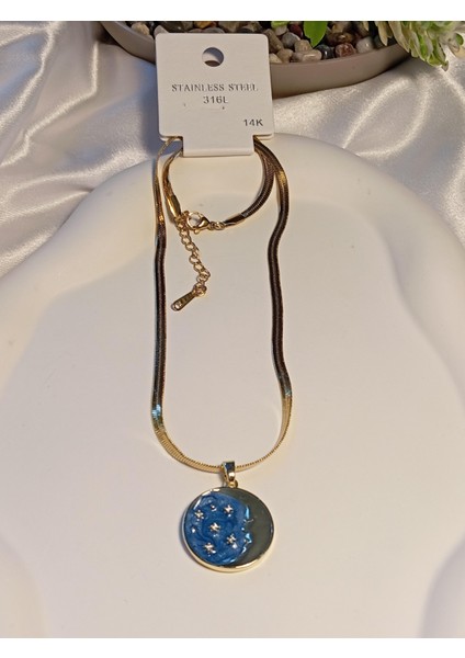 Gece Figürlü Çelik Kolye