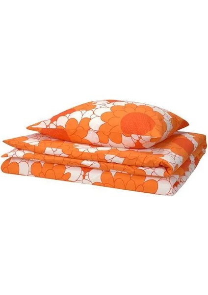 Kransmalva Tek Kişilik Nevresim Seti Turuncu 150 x 200/50 x 60 cm
