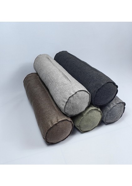Keten Kumaş Silindir Yastık Fermuarlı Bolster Yoga Yastık Kılıfı Kahverengi 20X50 fırsatları