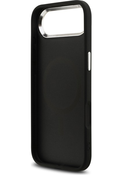 iPhone 17 Air Uyumlu Kılıf Guess Lisanslı M-Safeli Metal Kamera Çerçeveli Üçgen Logolu Glitter Siyah