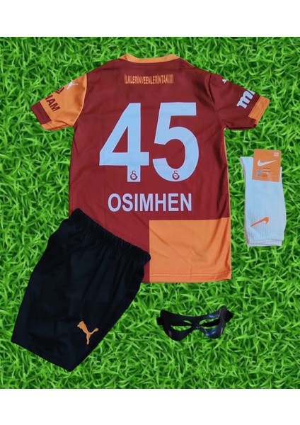 Yeni Sezon V.osimhen Galatasarây Sarı Parçalı Çocuk Forması Maske ve Çorap Hediyeli