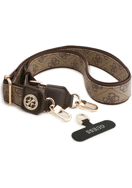 Orjinal Lisanslı Taşlı 4g Metal Logolu Çapraz Vücut Telefon Askı Kayışı 150CM Kahverengi