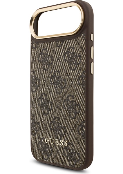 iPhone 17 Air Uyumlu Kılıf Guess Lisanslı M-Safeli Askılı ve 4g Logo Kartlıklı Kapak Kahverengi