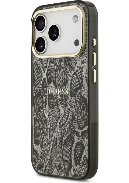 iPhone 17 Pro Uyumlu Kılıf Guess Lisanslı M-Safe Özellikli Yazı Logolu Python Desenli Kapak Siyah fiyatları