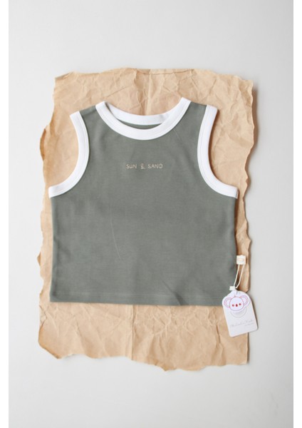 Haki Nakışlı Biyeli Atlet