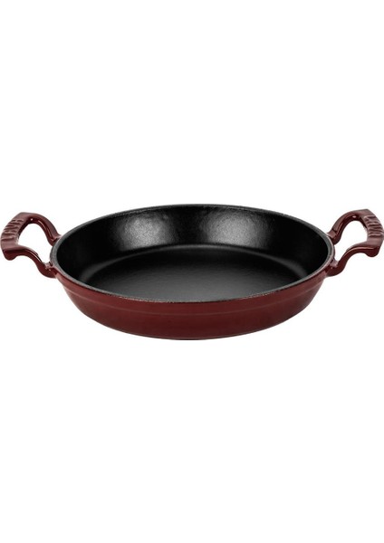 Döküm Yuvarlak Sahan Döküm Demir Yekpare Çift Kulplu ÇAP(Ø)16CM.-BORDO