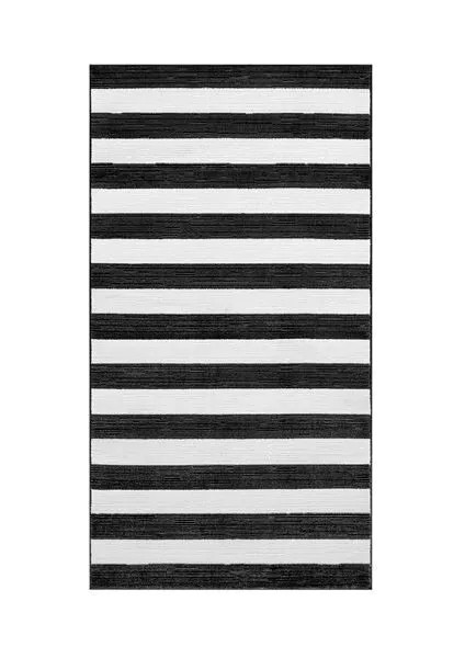 Elsystem Yolluk Siyah Beyaz 80 x 150 cm Kısa Tüylü