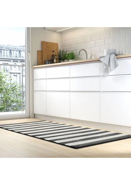 Elsystem Yolluk Siyah Beyaz 80 x 150 cm Kısa Tüylü