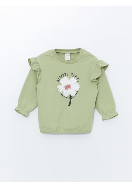 Yeni Sezon Bisiklet Yaka Uzun Kollu Baskılı Kız Bebek Sweatshirt ve Eşofman Alt 2'li Takım fiyatları