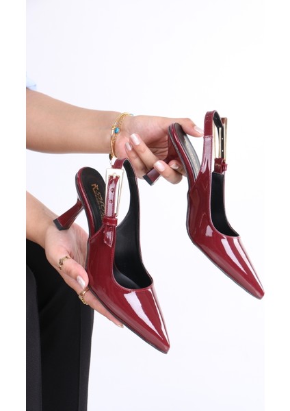 Sivri Burun Bordo Rugan Topuklu Ayakkabı – Klasik ve Şık Tasarım