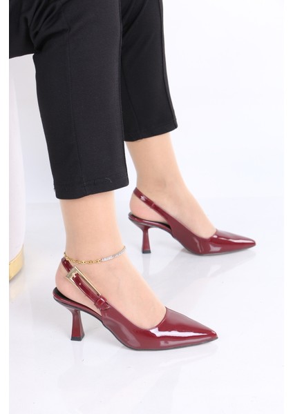 Sivri Burun Bordo Rugan Topuklu Ayakkabı – Klasik ve Şık Tasarım modelleri