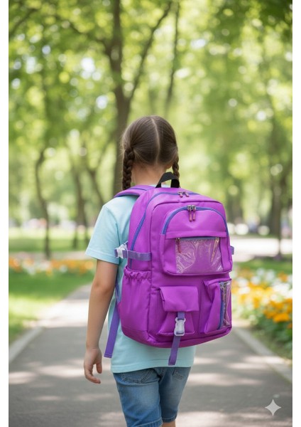 Kore Model 5 Gözlü Su Bölmeli Ayıcık Detaylı Çocuk Okul Çantası