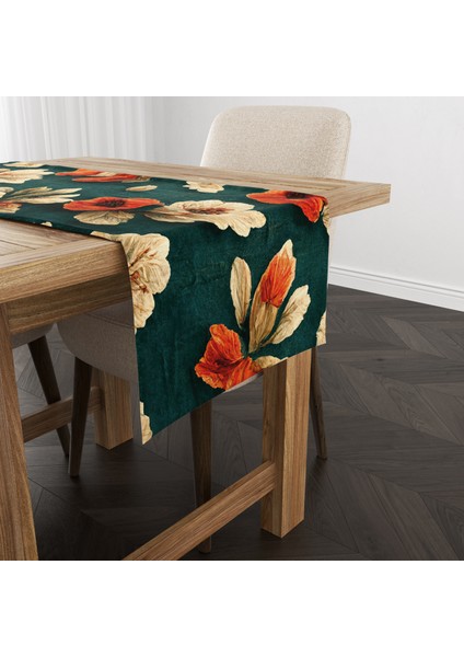 Dijital Baskılı Runner - Çiçek Desenli - 140X40 cm fırsatları