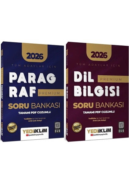 Yediiklim 2026 Kpss Meb-Ags Dgs Ales Tyt Ayt Msü Paragraf + Dil Bilgisi Premium Soru Bankası 2 Li Set Yediiklim Yayınları