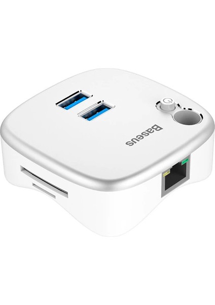 Baseus Çok Fonsiyonlu Notebook Adaptörü Hub Dual USB 3.0 RJ45 TF/SD-(5775) - M526K295-R68526