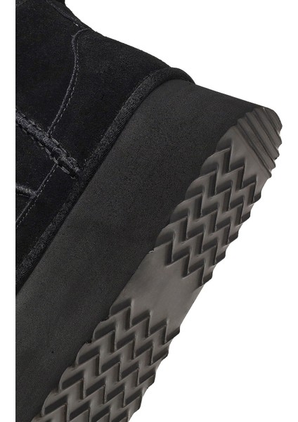 Kadın Siyah Kalın Tabanlı Süet Deri Teddy Bot 25WFD492810