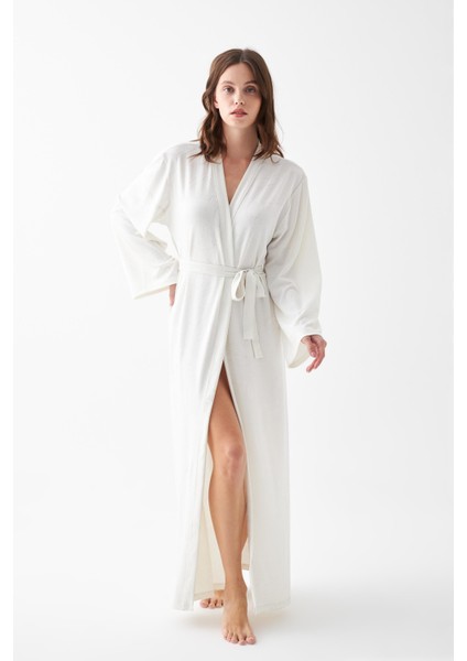 Kadın Uzun Ekru Penye Sabahlık fırsatları